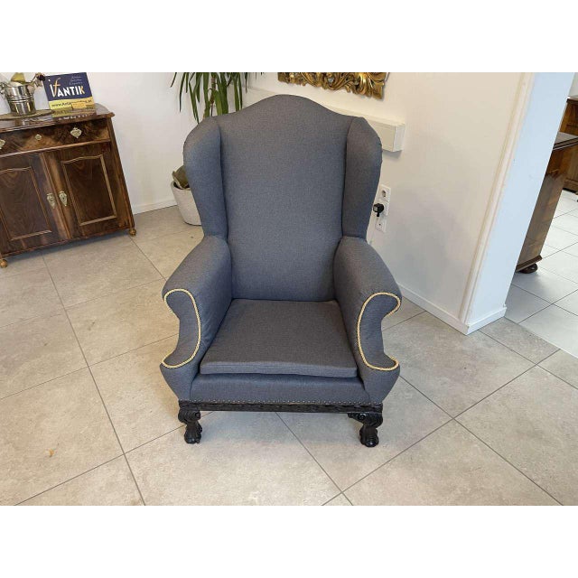 Vintage Lounge Chair in Grey Fabric For Sale - Image 15 of 18