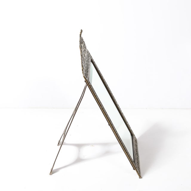 Elegant Gilded Age Gilt Bronze Standing Mirror Signed Tiffany & Co For Sale - Image 9 of 12