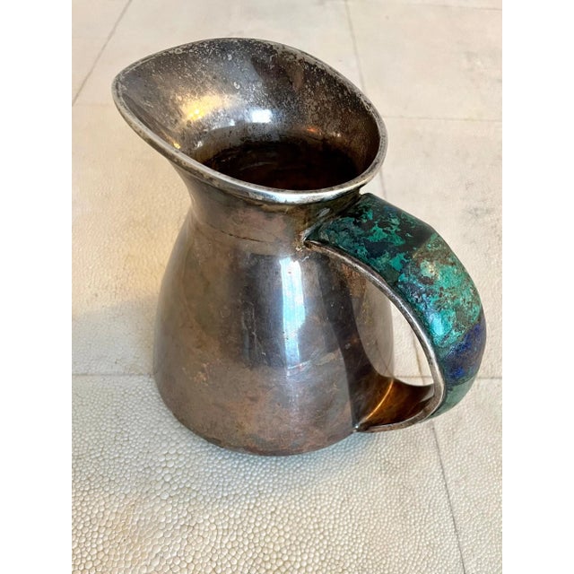 Mid 20th Century Mid-Century Modern Mexican Los Castillo Silver and Malachite Pitcher / Jug For Sale - Image 5 of 10