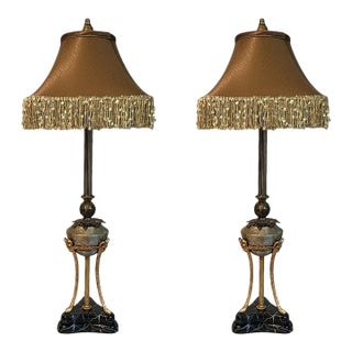 Pair of Raymond Waites for Tyndale Table Lamps With Frederick Cooper Lined Shades For Sale