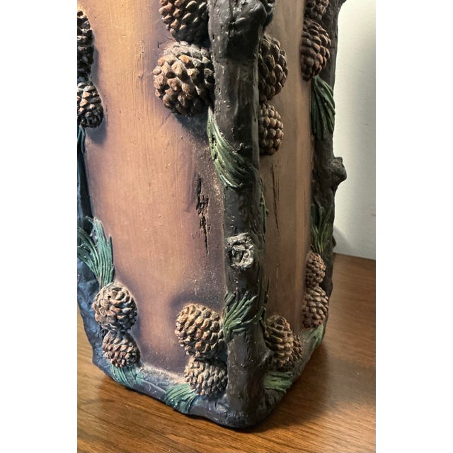 Vintage Mid Century Table Lamp British Potter Bernard Rooke Textured Tree Bark Pinecone Motifs, 1960s For Sale - Image 10 of 12