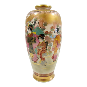 Antique Satsuma Vase With Geishas Elegant Ladies in Landscape