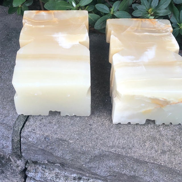 Vintage Aztec Onyx Stone Aztec Mayan Bookends For Sale - Image 10 of 11