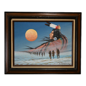 1980s Johnny Yazzie — Signed Southwestern Figural Painting on Canvas Panel