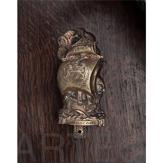 Metal Early 1900s English Brass Galleon Door Knocker For Sale - Image 7 of 7