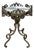 19th Century French Iron and Brass Guéridon Table with Quatrefoil Inspired Marble Top For Sale