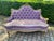 1980 French Louis XVI Gilt Purple Damask Settee 1Pc For Sale - Image 12 of 15