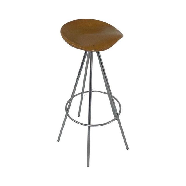 Vintage Industrial Jamaica Bar Stool with Wooden Seat by Pepe Cortes Amat 3 / Knoll For Sale - Image 9 of 9