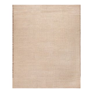 Contemporary Cream Hand Knotted Area Rug For Sale