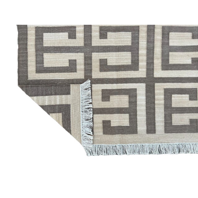 Casa Cosima Not Yet Made - Made To Order Handmade Cotton Natural Vegetable Dyed Beige and Brown Geometric Pattern Rug - 10'x14' For Sale - Image 4 of 11