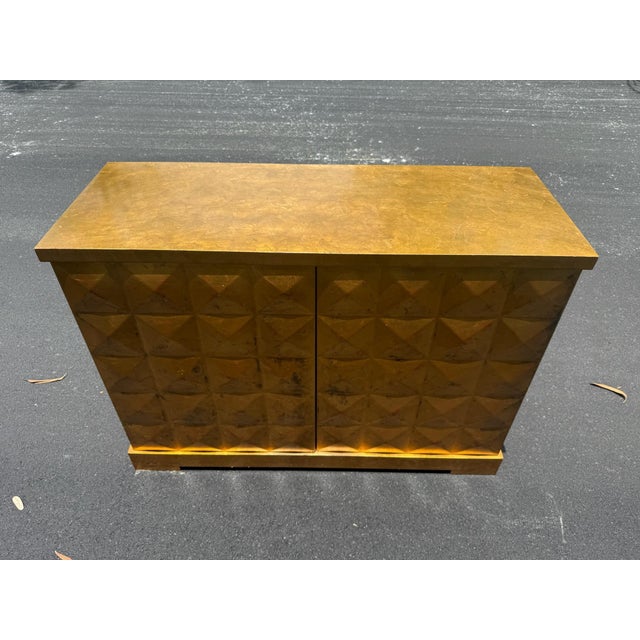 Gold 1970s Barbara Barry for Baker Mid Century Diamond Gold Leaf Cabinet Credenza, Attributed For Sale - Image 8 of 12