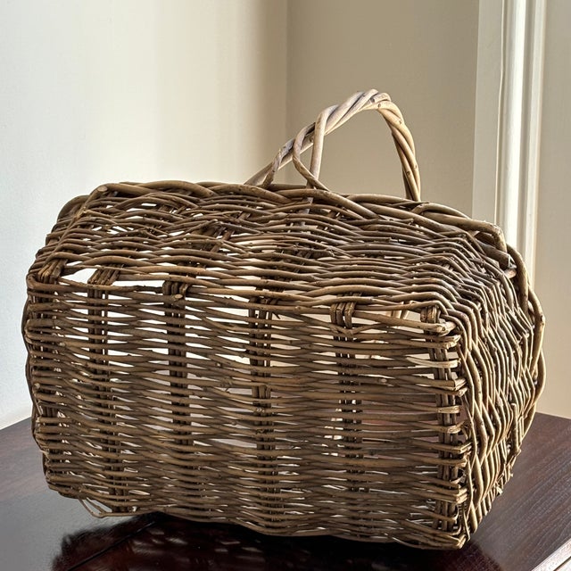 French Country-Style Vintage Twig Basket For Sale - Image 12 of 12