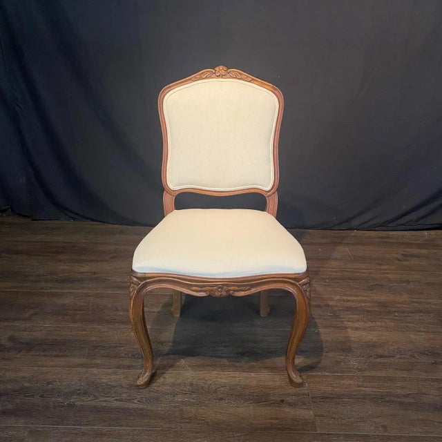 French Antique French Louis XV Dining Chairs With New Upholstery -Set of 6 For Sale - Image 3 of 11