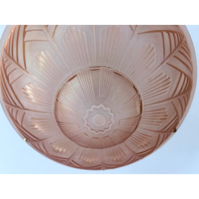 French Art Deco Pink Glass Pendant Light, 1930s For Sale - Image 11 of 18