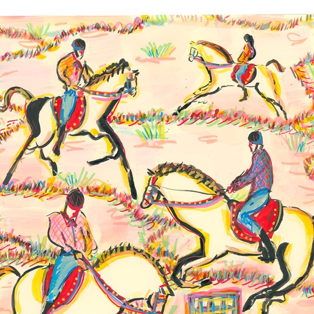 Horses and Jumps Figurative Contemporary Original Watercolor by Pauline De Roussy De Sales For Sale - Image 4 of 4