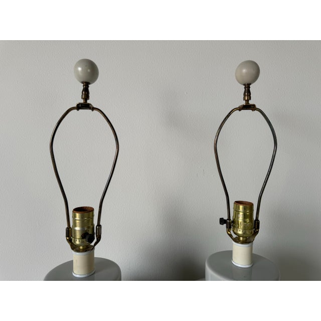 1980's Postmodern Gray Glazed Ceramic Table Lamps - a Pair For Sale In Miami - Image 6 of 9