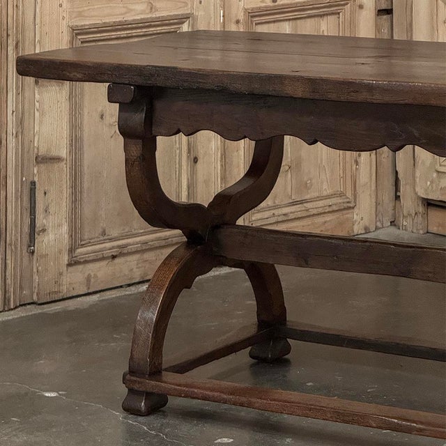 18th Century Spanish Oak Trestle Table ~ Console ~ Library Table For Sale - Image 9 of 18
