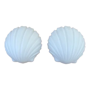 Mid Century German Glass Opaline Shell Sconces- a Pair