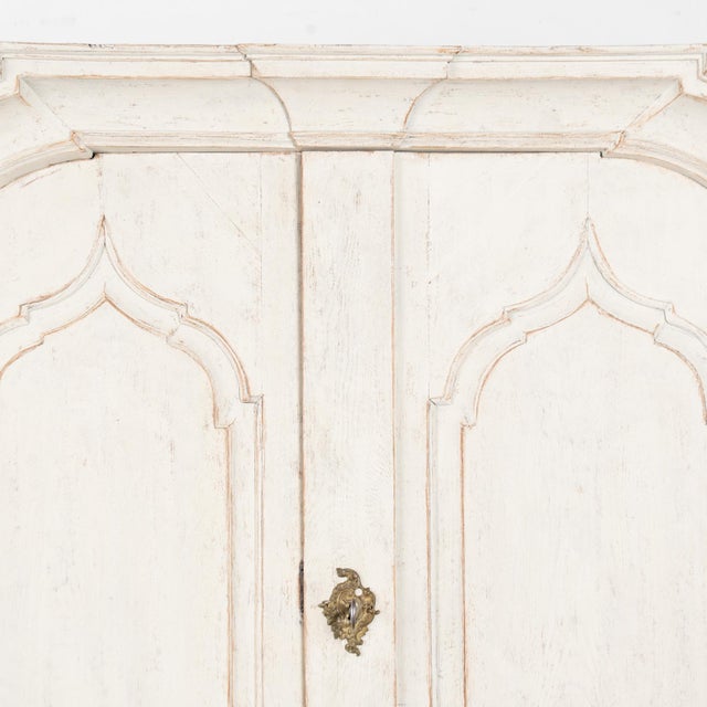 Mid 18th Century 18th Century Large Swedish Pine Wedding Cabinet Painted White For Sale - Image 5 of 15