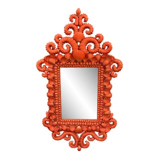 Currey & Co. Nautical Coral Shell Wall Mirror For Sale