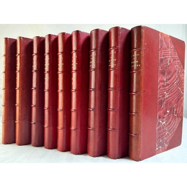 Late 19th Century Red Leather Volume Set, Oeuvres Completes De Victor Hugo - 33 Books. For Sale - Image 9 of 9