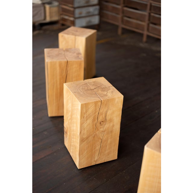 Alabama Sawyer Beech Solid Wood Cube Side Table For Sale - Image 4 of 18