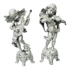 1980s Lead Musical Putti Figurines - a Pair