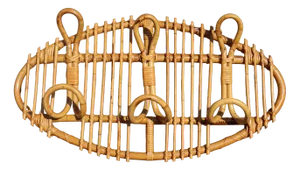 Vintage Rattan Coat Rack, Italy, 1960s