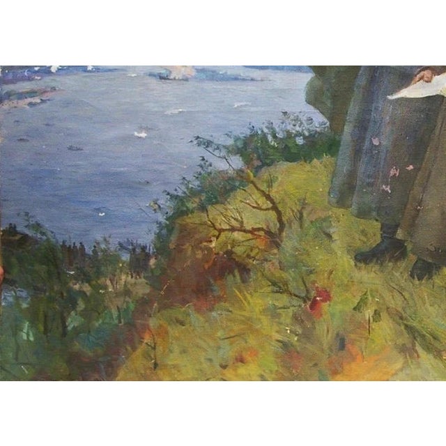 Antique Oil Painting, Great Patriotic War, Soviet Socialist Realism Art 150-210 For Sale - Image 4 of 6