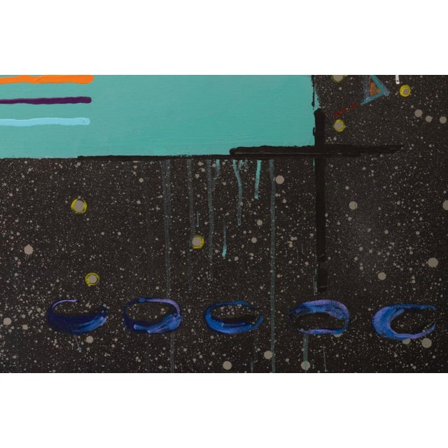 Textile Karen Egren – Untitled 1983 Signed Acrylic on Canvas Memphis Postmodern Painting For Sale - Image 7 of 8