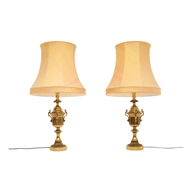 Neoclassical Brass Table Lamps, 1930s, Set of 2 For Sale