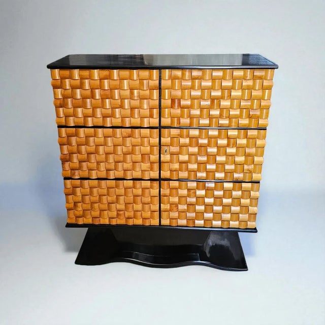 Vintage Italian Mobile Bar in Wood and Brass, 1970 For Sale - Image 11 of 11