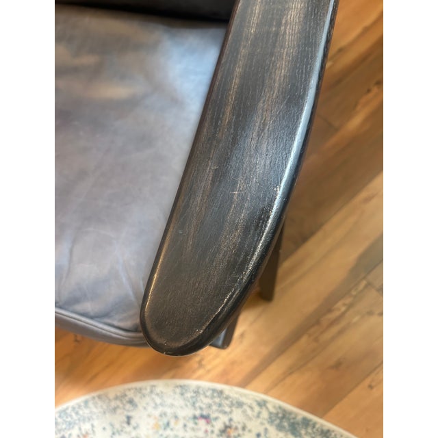 Pottery Barn Raylan Leather Arm Chair MCM For Sale - Image 9 of 14