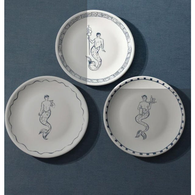 Kenneth Ludwig Chicago The Salty Merman Bar / Appetizer Plates- 3 Assorted Designs, Set of 6 For Sale - Image 4 of 4