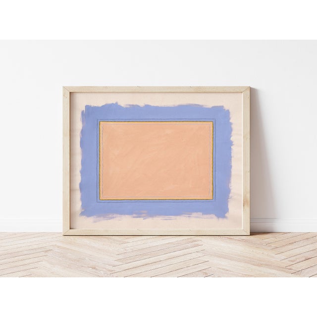 Not Yet Made - Made To Order Minimalist Abstract Fine Art Print, Blush Pink & Cornflower Blue, 30 X 38 Print in Wood Frame For Sale - Image 5 of 5