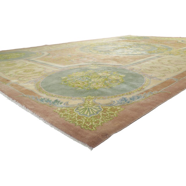 61025 Vintage Persian Isfahan Rug, 13'04 x 19'09. The Versailles Reverie: A Vintage Persian Isfahan Masterpiece of Courtly...