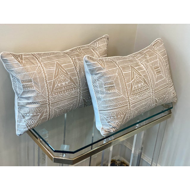 Contemporary Neutral Fortuny Lumbar Pillows - a Pair For Sale - Image 4 of 7