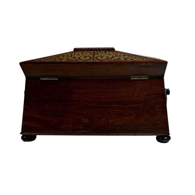 19th Century English Rosewood Tea Caddy With Bronze Inlay For Sale - Image 9 of 10