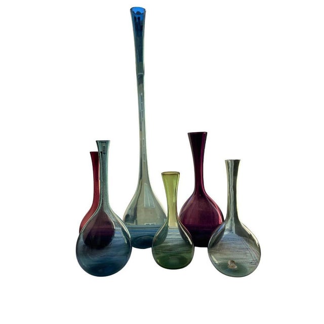 1950s Vintage Swedish Handblown Glass Vases by Arthur Percy for Gullaskruf, 1950s, Set of 6 For Sale - Image 5 of 8