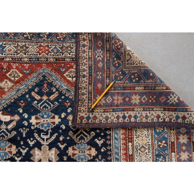 Late 1800s Antique Luri Rug Allover Design Navy Brick Red Hand Knotted Wool Low Pile Rug - 5’3” X 11’4” For Sale - Image 9 of 9