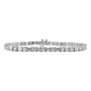 Alexander Beverly Hills 8.41ct Emerald Cut & Round Diamond Tennis Bracelet 18k For Sale
