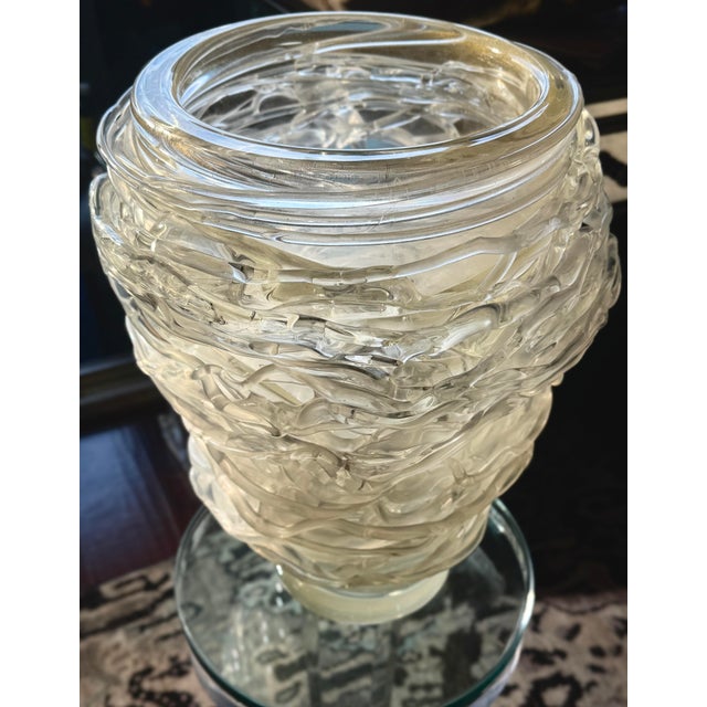 Vintage Sergio Costantini Large Murano Glass Web Vase With Gold Fleck For Sale In Salt Lake City - Image 6 of 9