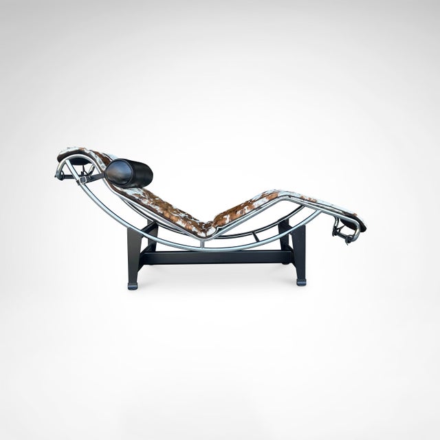 Black Double Ponyskin LC4 Chaise Longue by Le Corbusier for Cassina, 1990s For Sale - Image 8 of 18