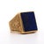 Metal Vintage Lapis Lazuli 18k Gold Floral Engraved Square Mens Signet Ring, Size 10.75 For Sale - Image 7 of 11
