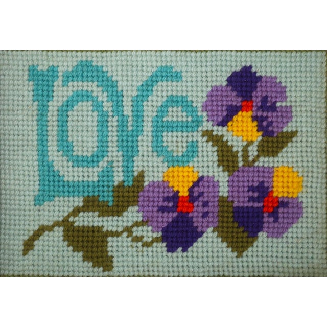 Framed Vintage 'Love' & 'Bless This Home' Needlepoints, a Pair For Sale - Image 10 of 11