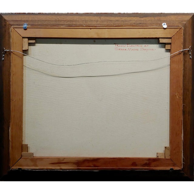 Wilfrid T. Mills-Los Angels Trolley Car at Sierra Madre Station -Oil Painting For Sale - Image 10 of 11