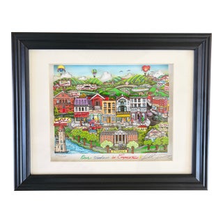 Late 20th Century Charles Fazzino "Our Weekend in Cooperstown" Signed Artist Proof Framed Limited Edition Serigraph For Sale