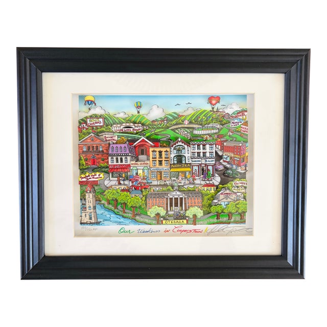 Late 20th Century Charles Fazzino "Our Weekend in Cooperstown" Signed Artist Proof Framed Limited Edition Serigraph For Sale