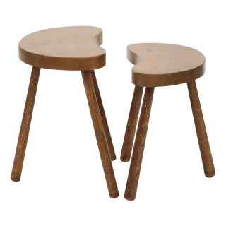 Vintage Wooden Kidney-Shaped Nesting Tables Wood, 1960s, Set of 2 For Sale