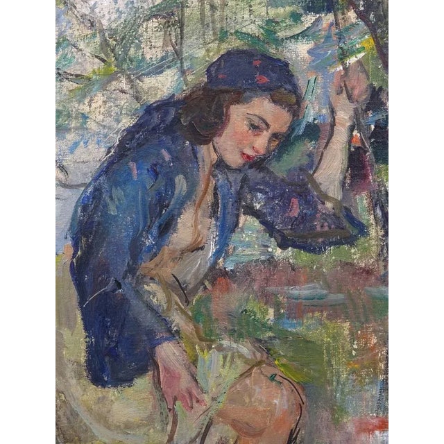 Carlo Cherubini, Female Figure in the Stream, 1950s, Oil on Canvas on Panel, Framed For Sale - Image 4 of 9